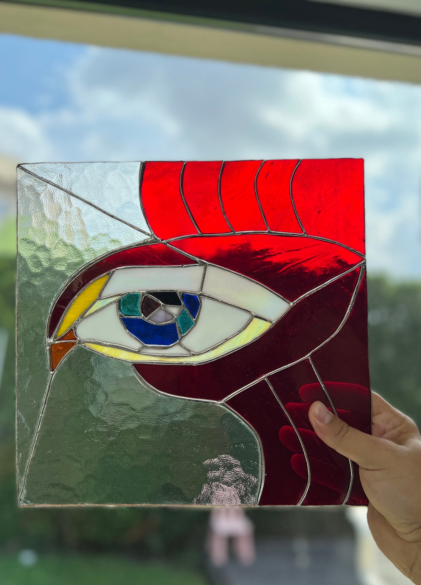 Hawk Eye Buntglasfenster-Sonnenfänger zum Aufhängen – moderne Wohndekoration