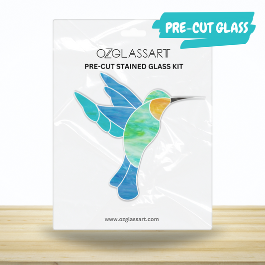 Pre-Cut Hummingbird Stained Glass Kit - Stained Glass Hummingbird Pre-Cut Kit - DIY Glass Kit