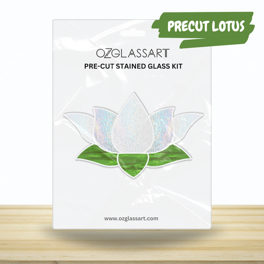White Lotus Stained Glass Precut Kit - Stained Glass Lotus Craft PreCut Kit