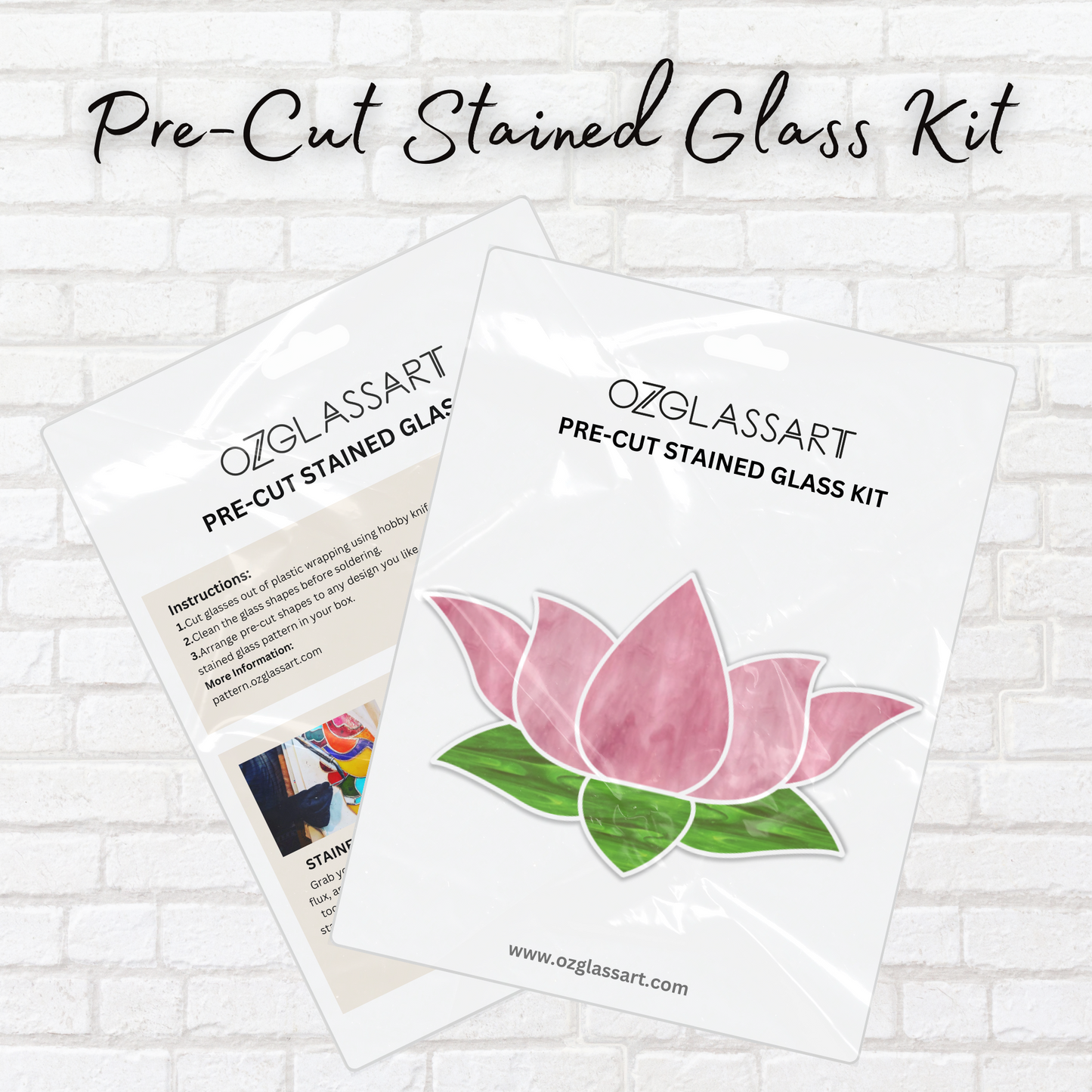 Pink Lotus Stained Glass Precut Kit - Stained Glass Lotus PreCut Kit - DIY Craft Kit