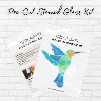 Kit de vidrieras de colibrí precortado - Kit precortado de colibrí de vidrieras - Kit de vidrio diy