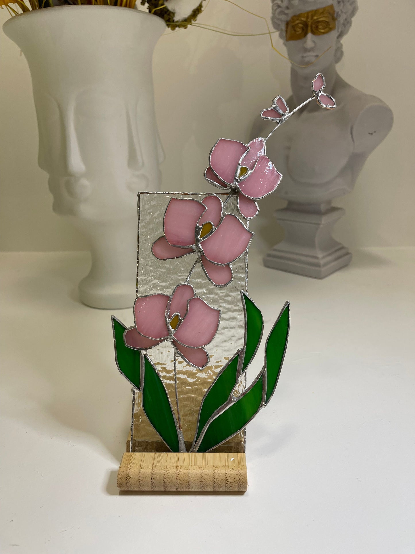 Orchid Stained Glass Panel • 3D Stained Glass Flower • Gift For Her