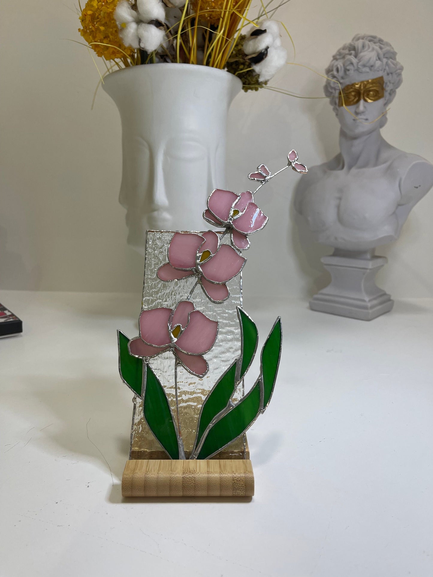 Stained Glass Orchid Stained Glass Flowers for Vase Stained Glass 3d Flower  Orchid Gift Glass Orchid Glass Flowers With Stems -  UK