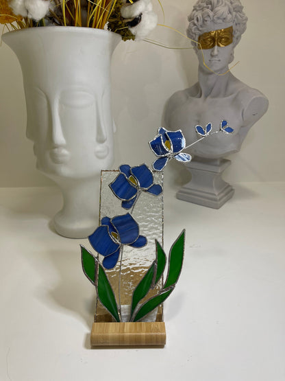 Buntglas-Orchideenpaneel mit Ständer • 3D-Buntglas-Wohndekoration