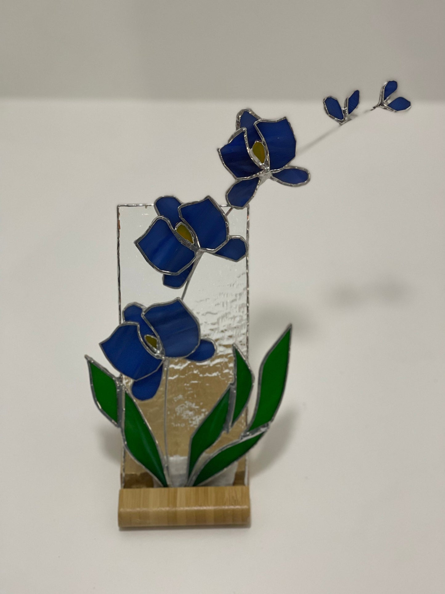 Stained Glass Orchid Panel With Stand • 3D Stained Glass Home Decor