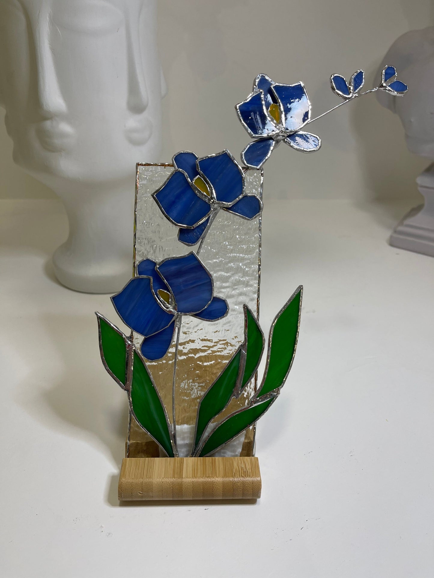Stained Glass Orchid Panel With Stand • 3D Stained Glass Home Decor