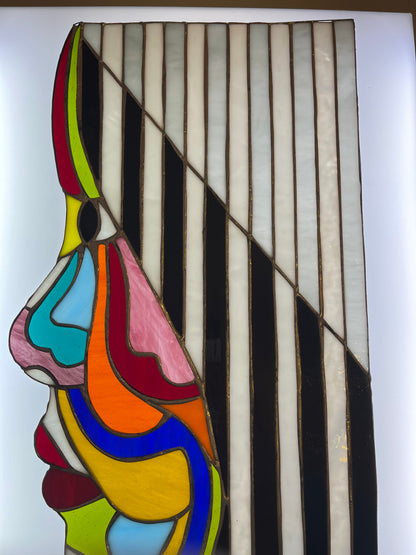 Stained glass panel, Modern stained glass art | Stained glass home decor | 60x30 CM