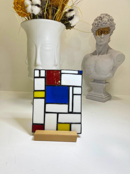 Panel de vidrieras Piet Mondrian • Decoración del hogar • Regalo para ella