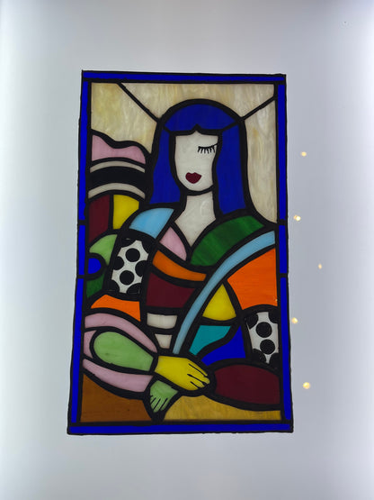 Arte pop del vitral de Mona Lisa | Panel de arte pop moderno de vidrio Tiffany 3D