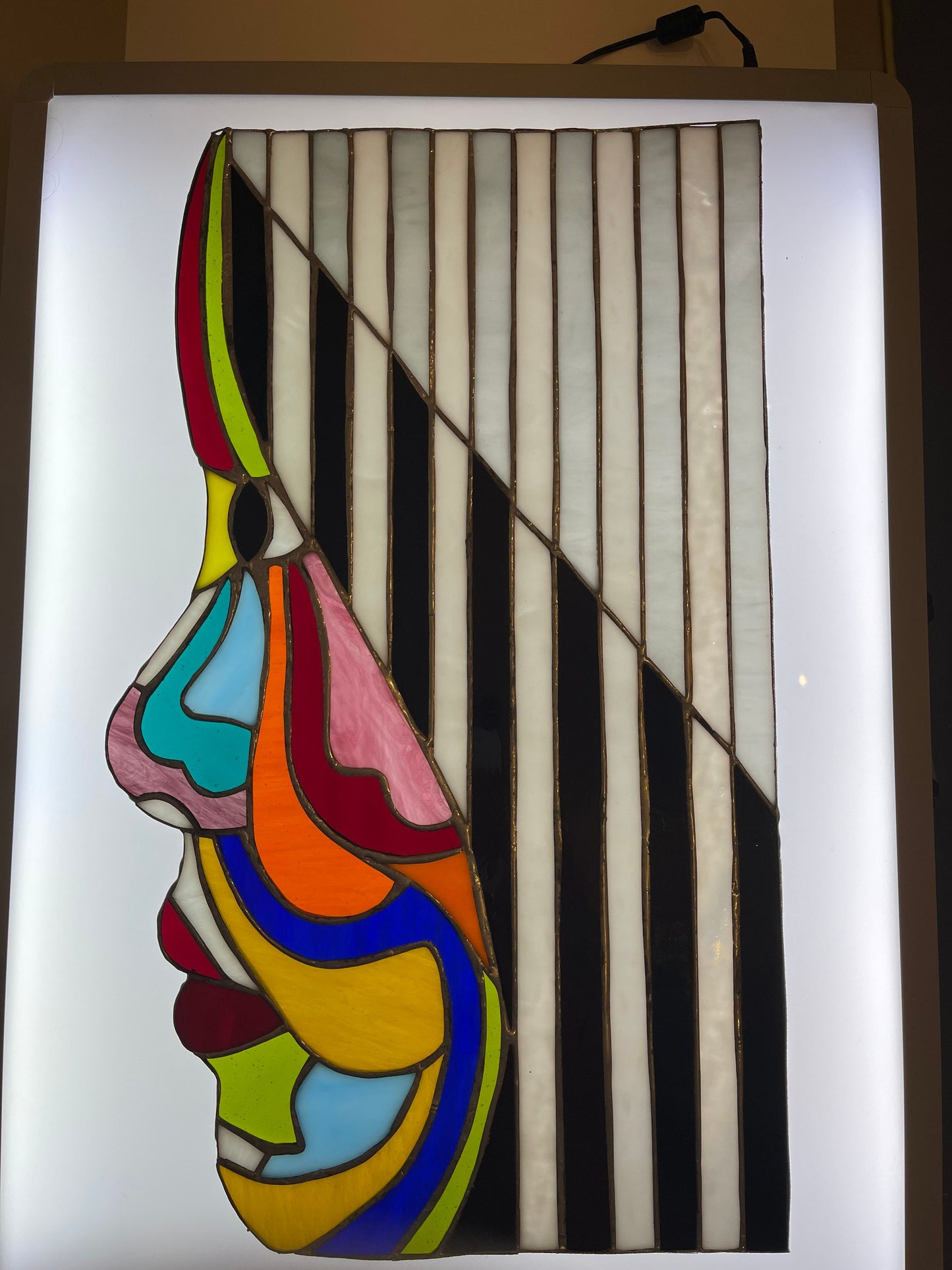 Stained glass panel, Modern stained glass art | Stained glass home decor | 60x30 CM