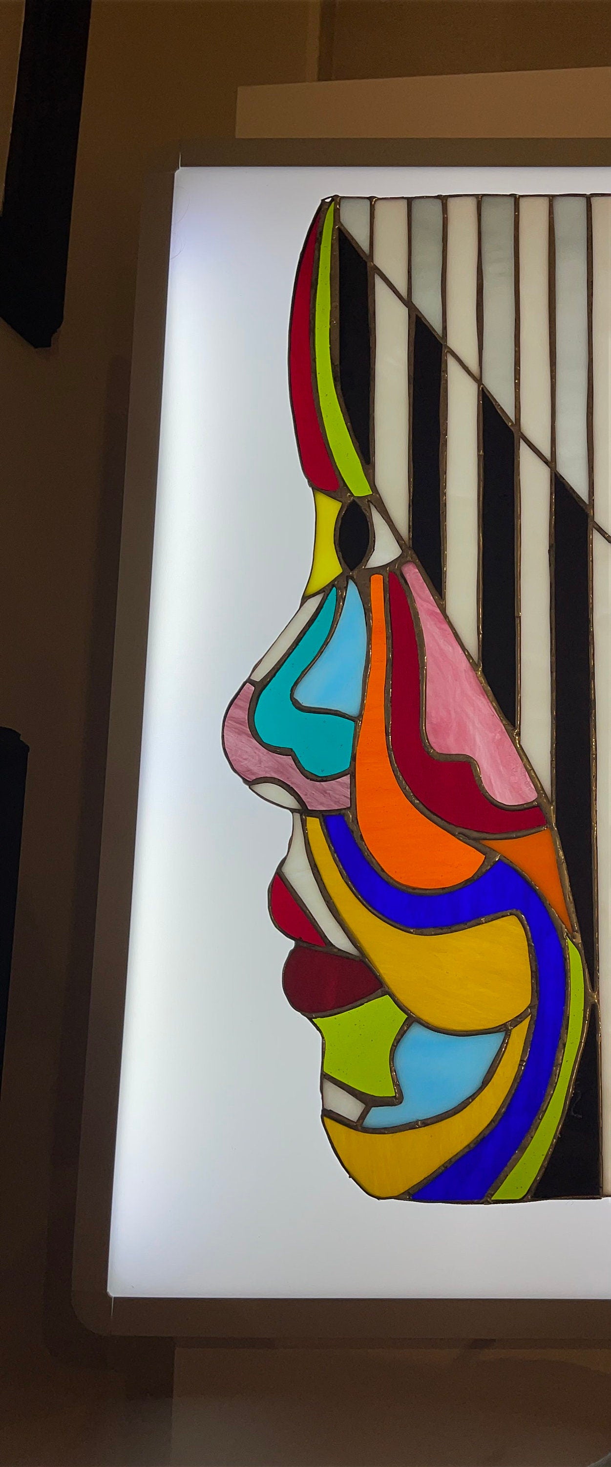 Buntglasplatte, moderne Buntglaskunst | Buntglas-Wohndekoration | 60x30CM
