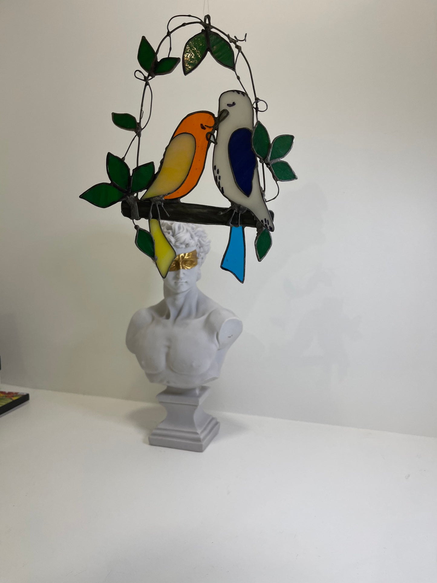 Love birds stained glass suncatcher gift for lovers