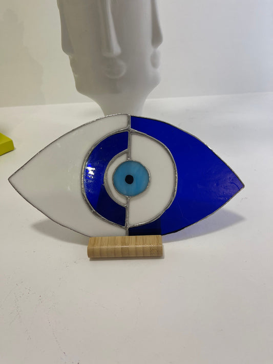 Stained glass evil eye suncatcher | modern glass art gift