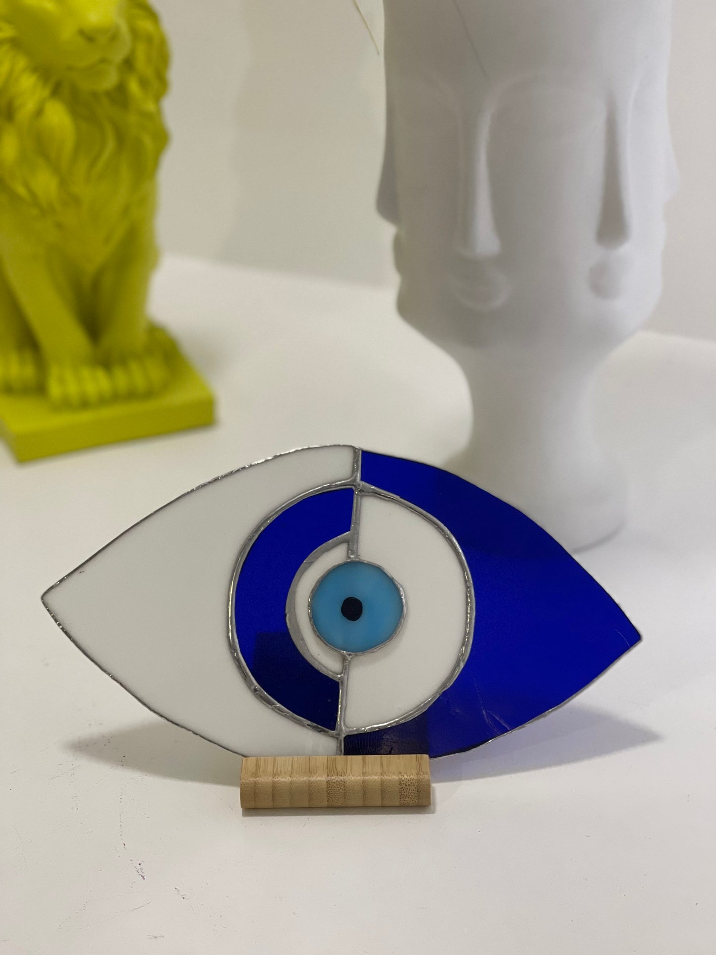 Stained glass evil eye suncatcher | modern glass art gift