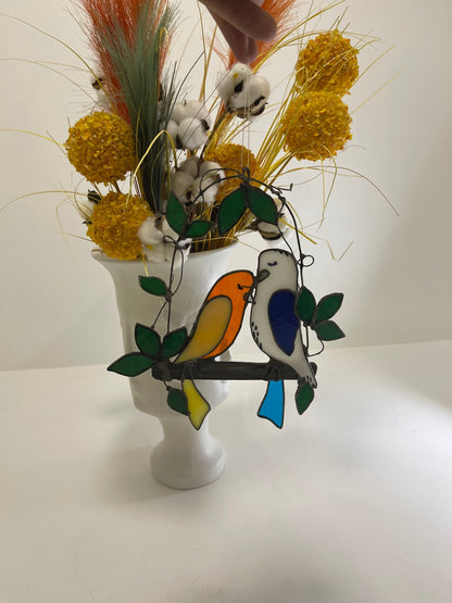 Love birds stained glass suncatcher gift for lovers