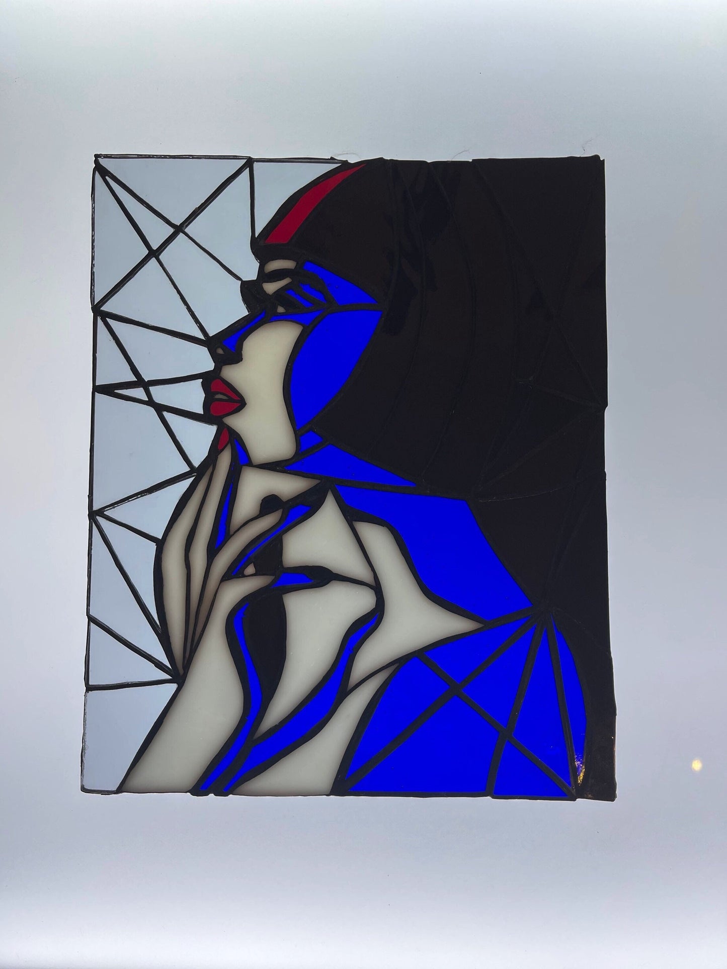 Stained glass women, stained glass girl panel, glass art decor
