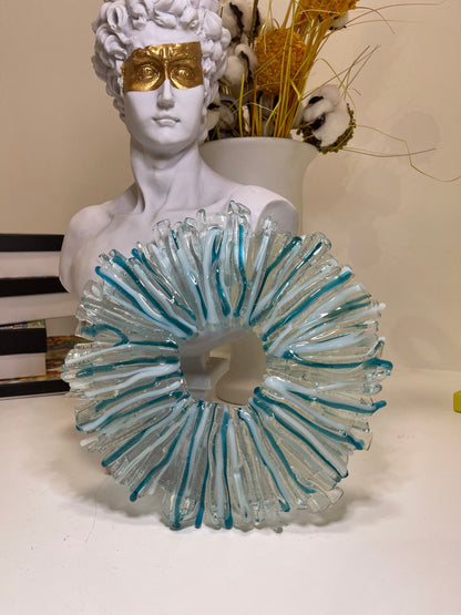 Blaue Scheibe aus geschmolzenem Glas | Scheibe aus geschmolzenem Glas für moderne Kunst