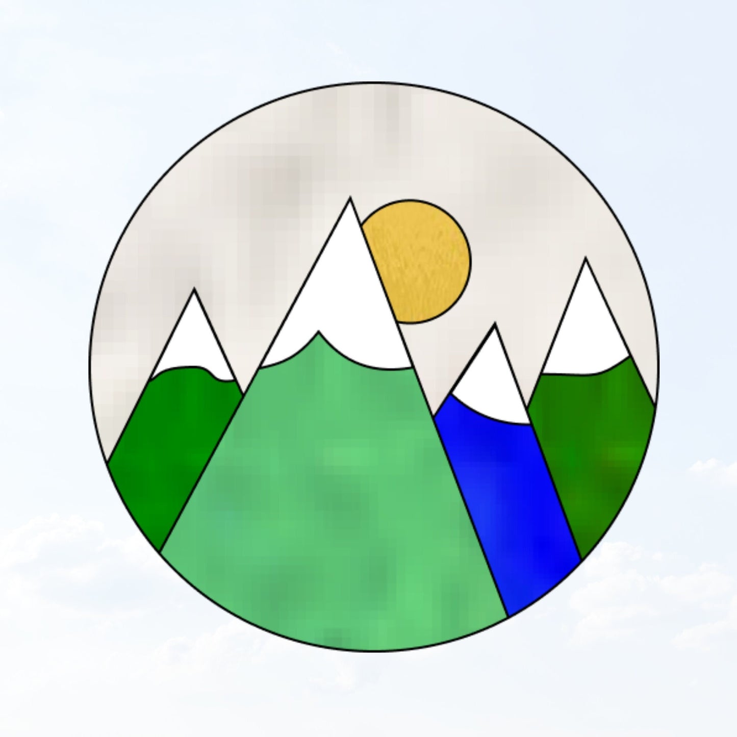Einfaches Berg-Buntglasmuster | Digitaler PDF-Download für Anfänger