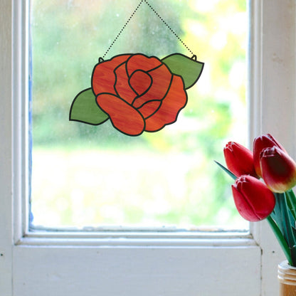 Rose Stained Glass Suncatcher Pattern