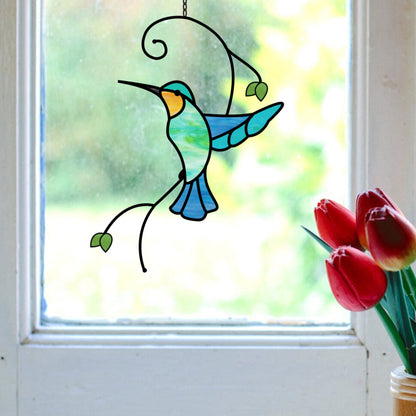 Patrón de vidrieras de colibrí - Descarga digital PDF de colibrí