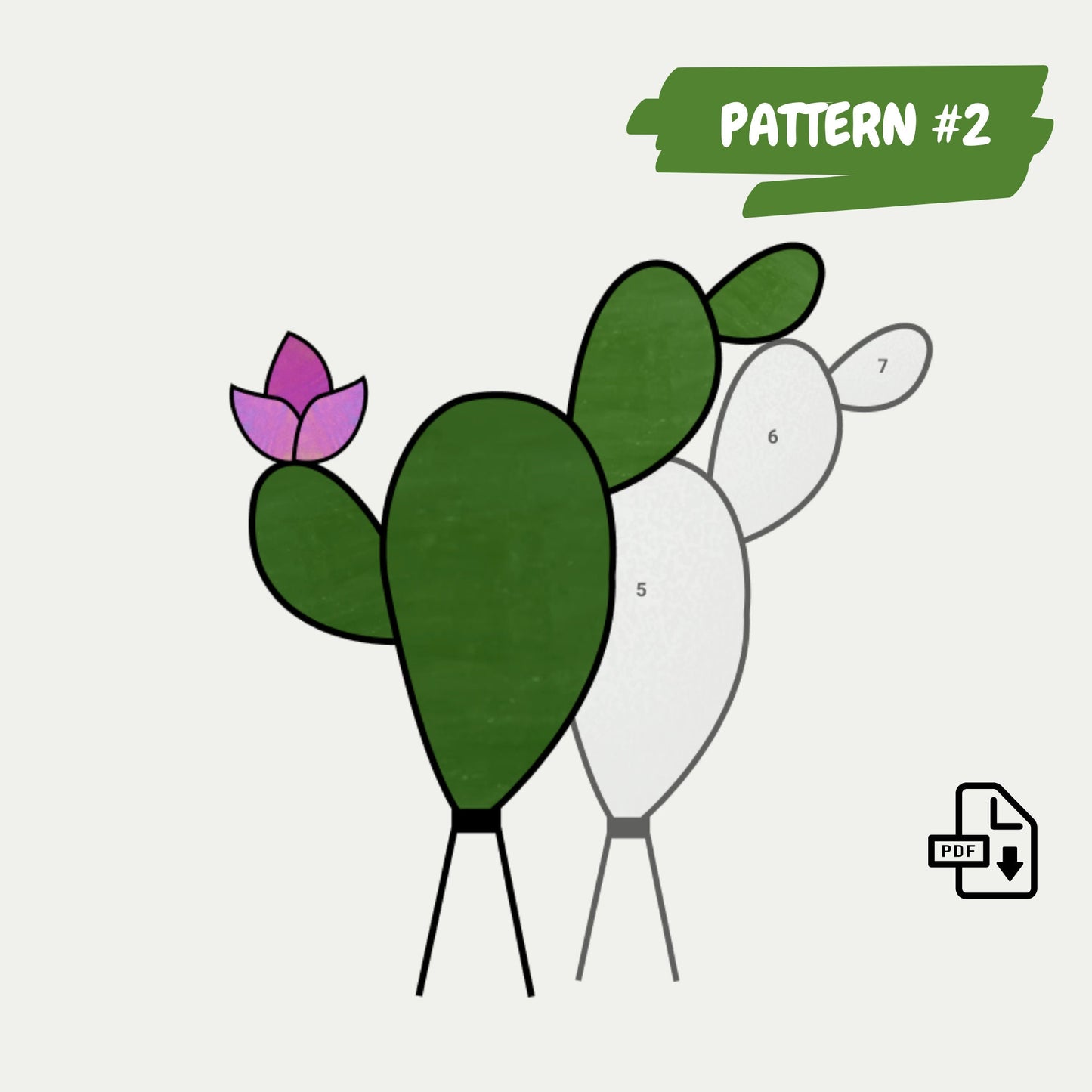 Kaktus-Buntglasmuster-Set • Muster-Set für Anfänger