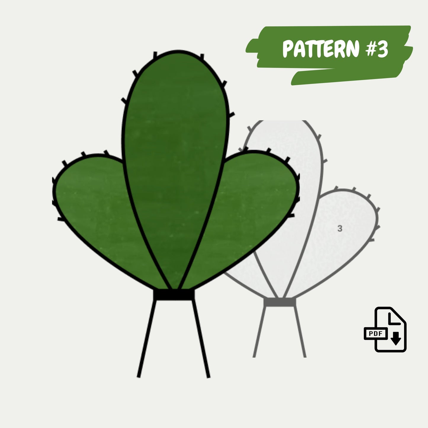 Kaktus-Buntglasmuster • Einfache Kaktus-Anfängermuster