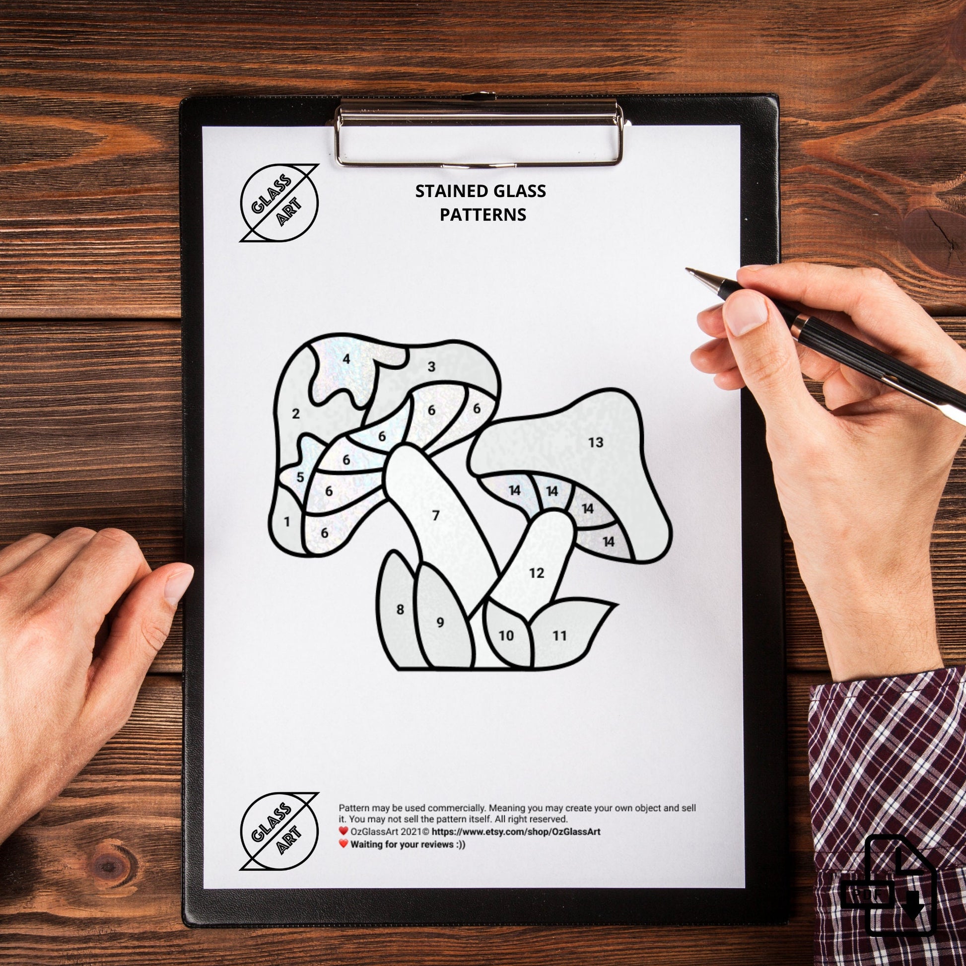 Mushroom Stained Glass Pattern • PDF Digital Download – OzGlassArt Patterns mushroom-stained-glass-pattern-pdf-digital-download-ozglassart-patterns