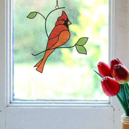 Stained Glass Red Cardinal Suncatcher Pattern