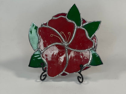Rosa de vidrieras con soporte para decoración del hogar | Regalos florales únicos para ella.