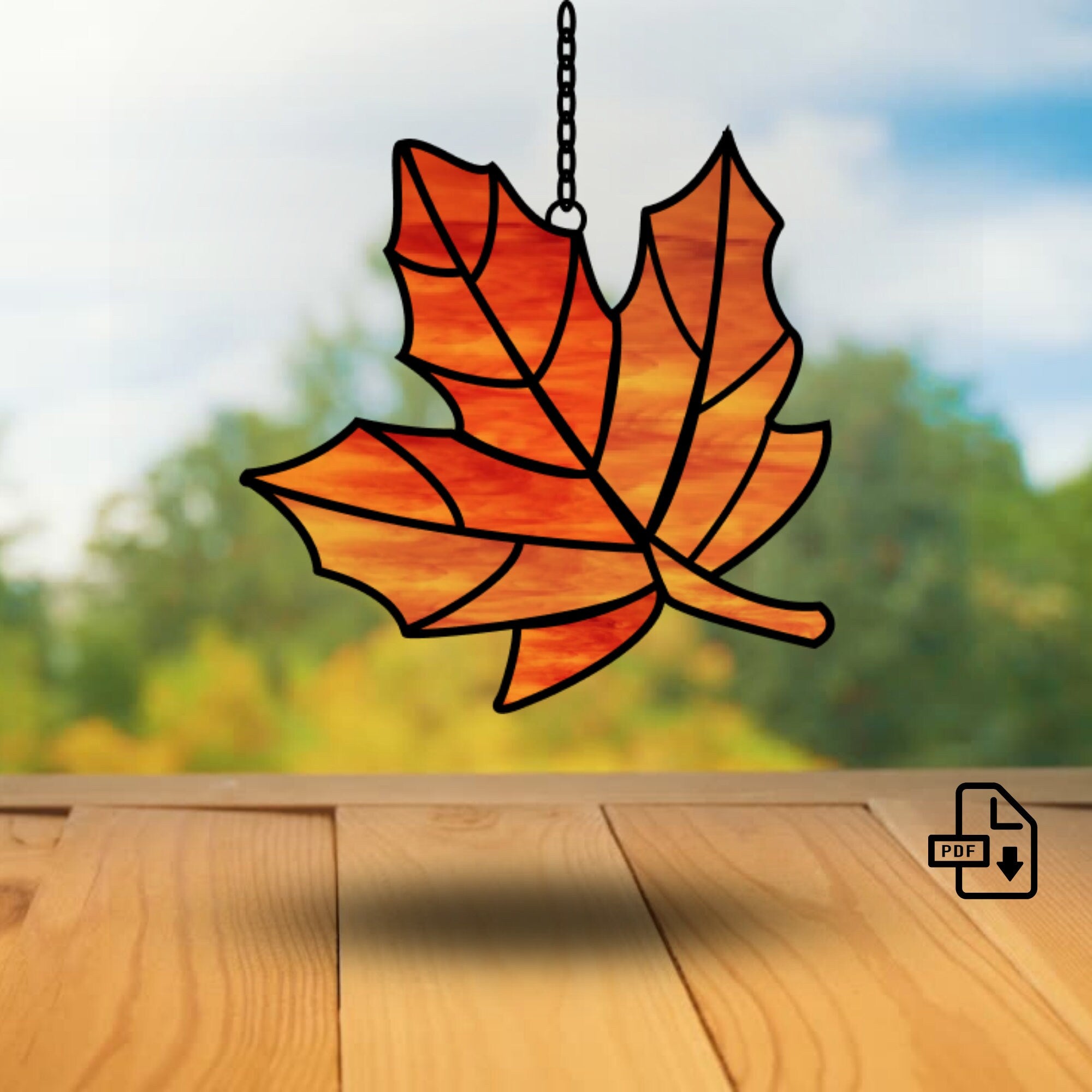 Discount Autumn Stained glass Maple Leaves