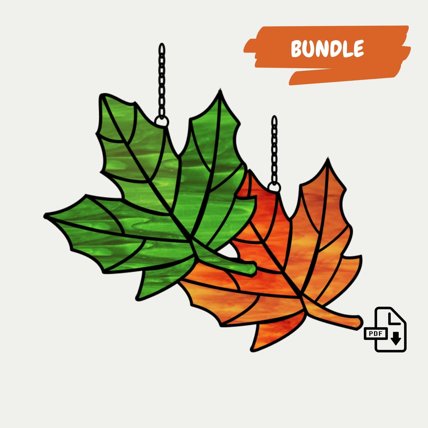Maple Leaf Stained Glass Pattern • Bundle autumn and spring suncatcher pattern