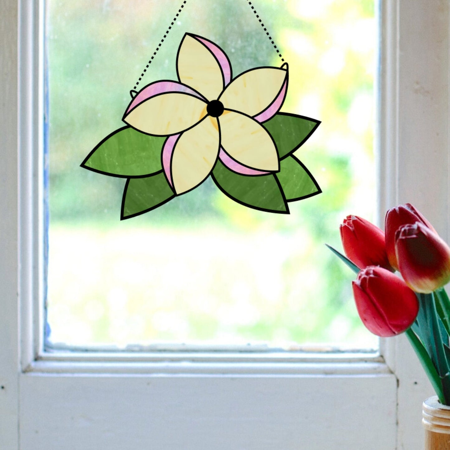 Plumeria Flower Stained Glass Pattern