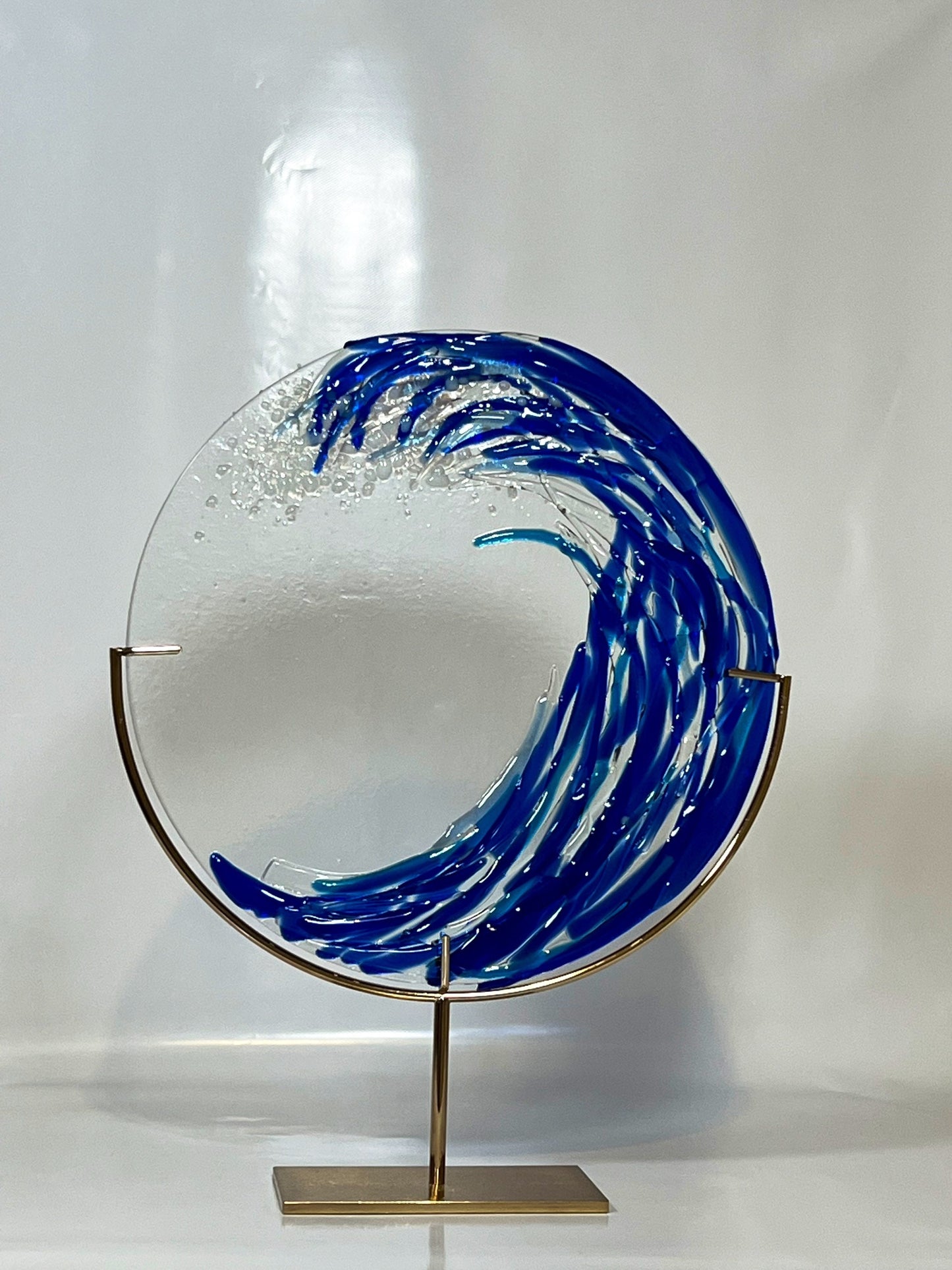 Fused Glass Ocean Wave Sculpture • Beach Suncatcher For Home • Unique Art Deco