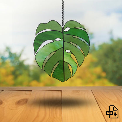 Monstera Leaf Stained Glass PDF Pattern