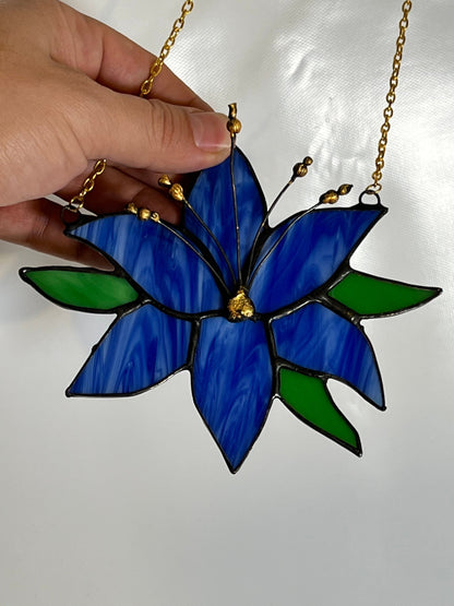 Stained Glass Lily Flower Suncatcher Window Hanging Flower Gift