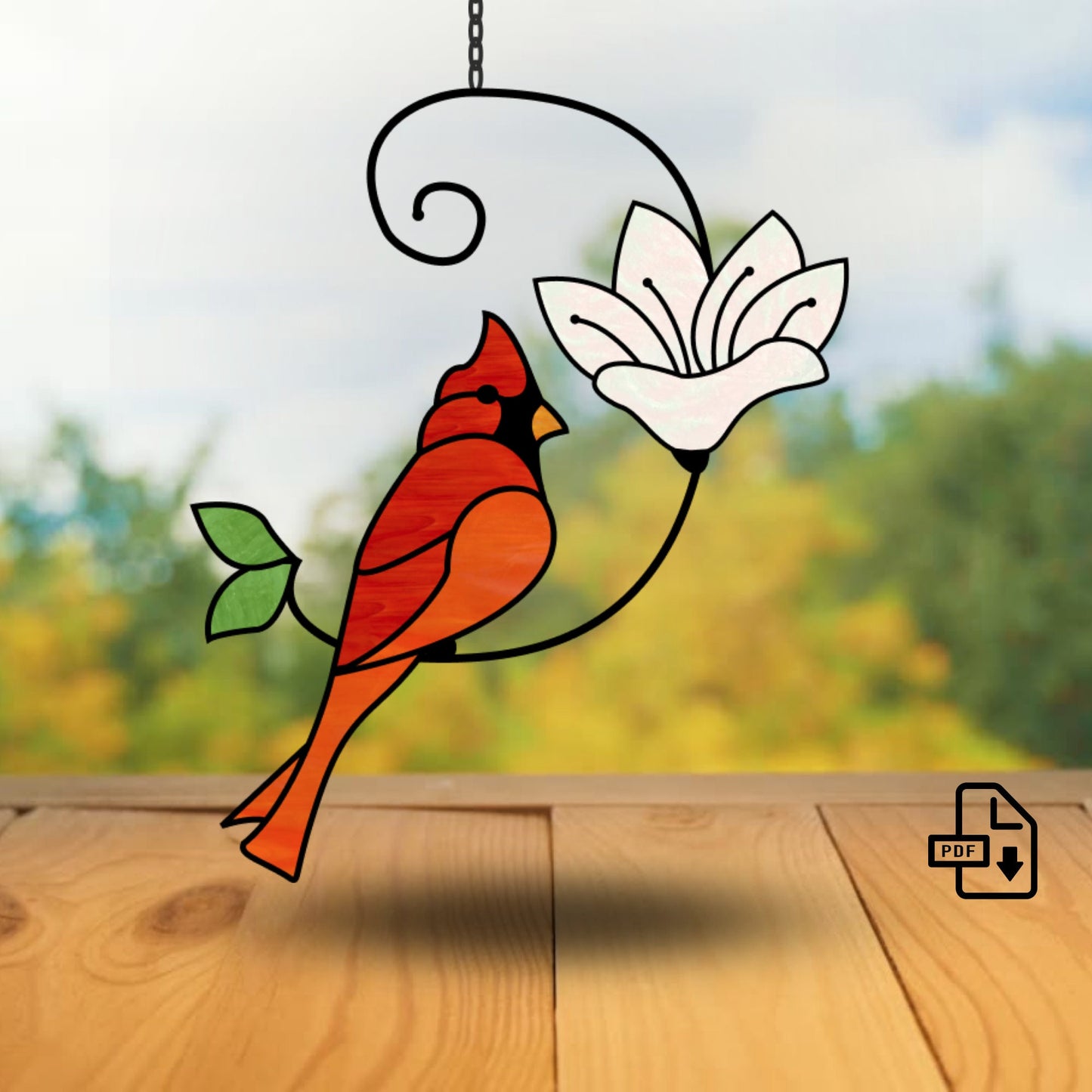 Red Cardinal Stained Glass Suncatcher Pattern