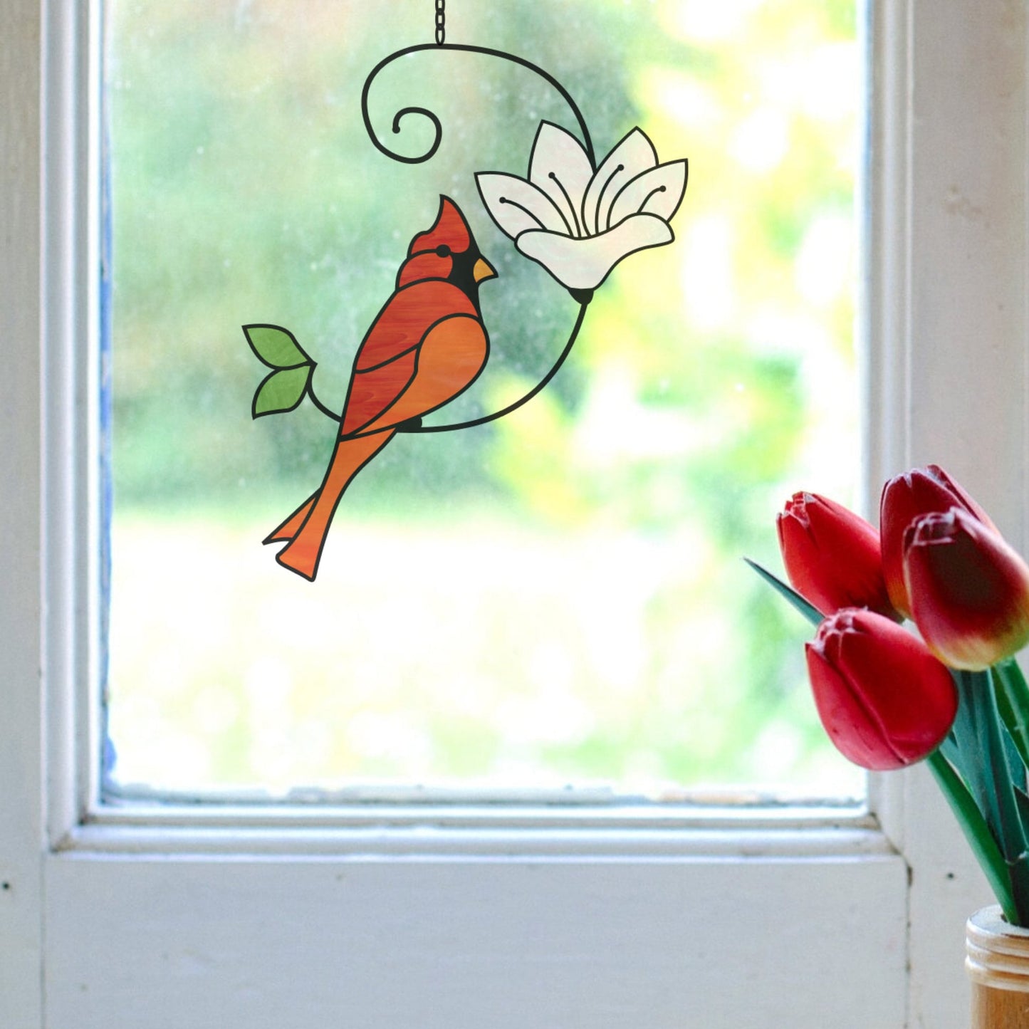 Red Cardinal Stained Glass Suncatcher Pattern