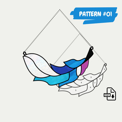 Atrapasueños de vidrieras de plumas •Conjunto de patrones de plumas para principiantes