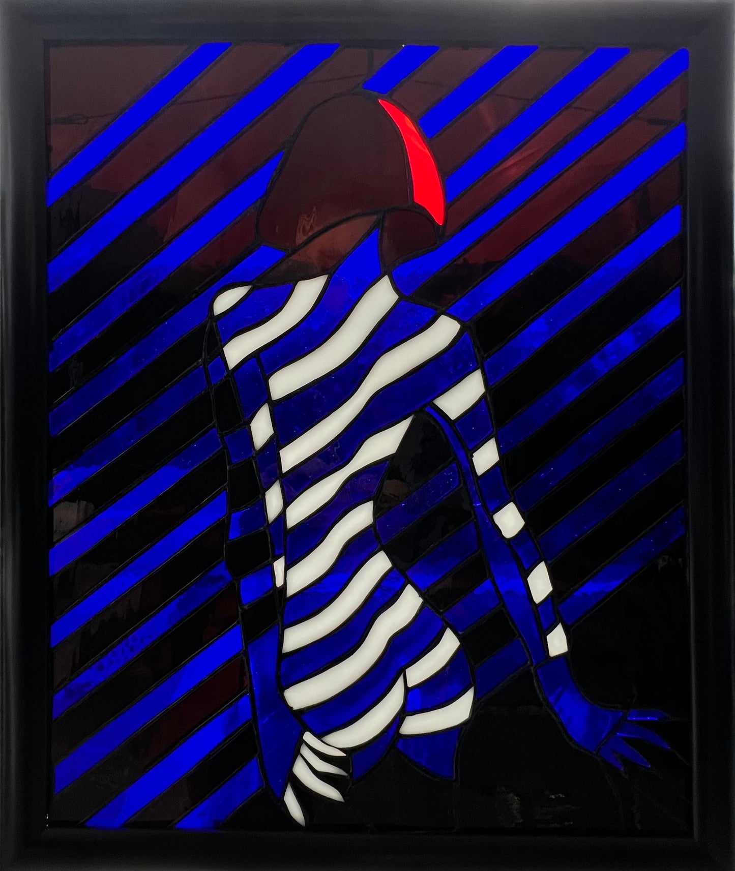 Nackte Frau aus Buntglas, moderne Glaskunstplatte, nackte Mädchen-Wohnkultur