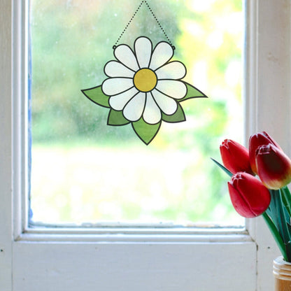 Patrón de vidriera de flor de margarita • Patrón de atrapasueños para principiantes