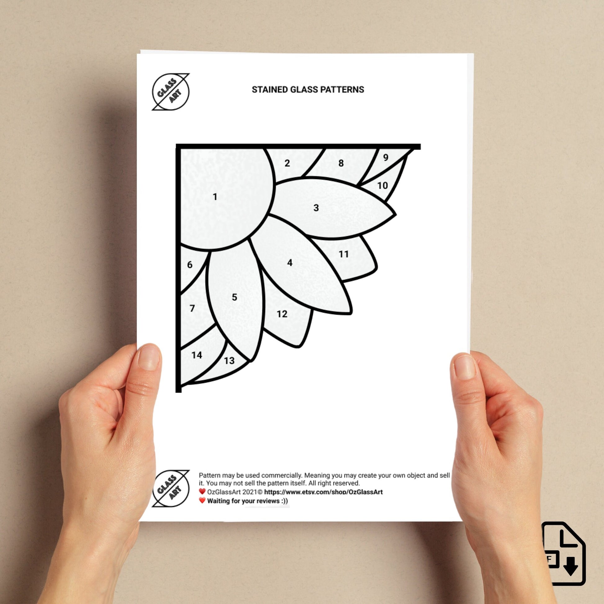 Sunflower Corner Stained Glass Suncatcher • Beginner Pattern – OzGlassArt Patterns sunflower-corner-stained-glass-suncatcher-beginner-pattern-ozglassart-patterns