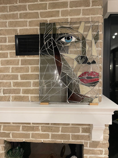 Modern Glass Art Female Portrait | Modern Unique Home Decor