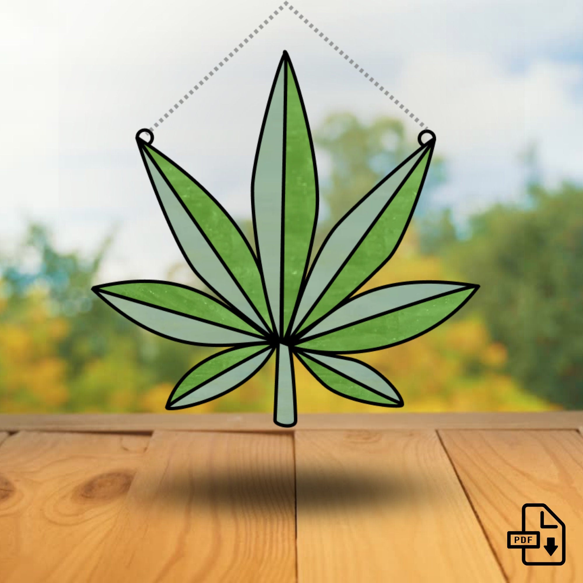 Iridescent Cannabis Leaves Stained on sale Glass