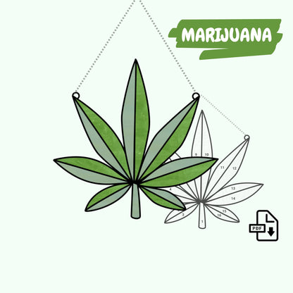 Marijuana Leaf Stained Glass Pattern • Cannabis Suncatcher Pattern