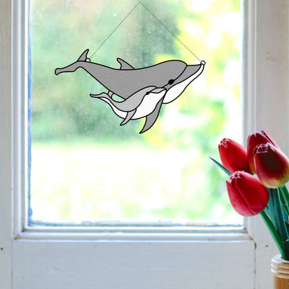 Patrón de vitrales de delfines • Patrón para colgar ventanas de delfines