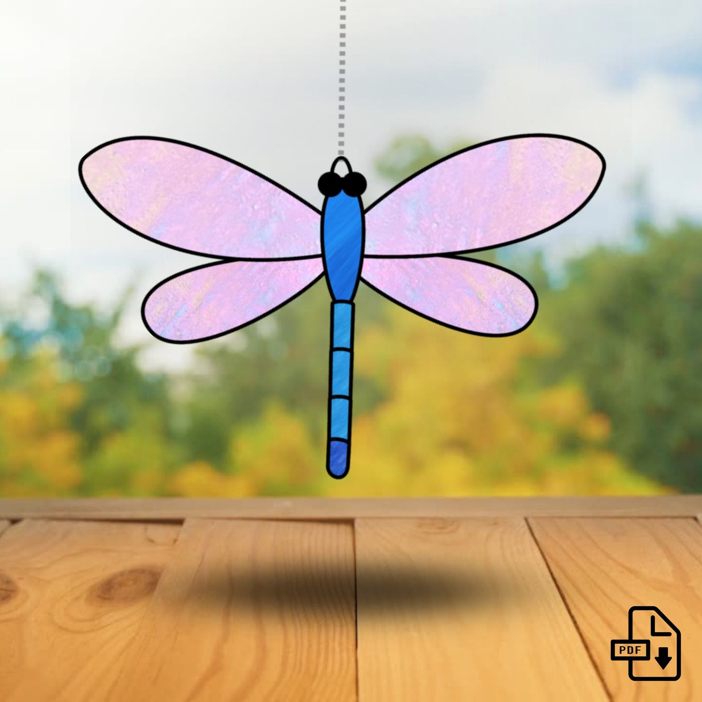 Dragonfly Stained Glass Pattern • Beginner Dragonfly Suncatcher Pattern • Digital Download