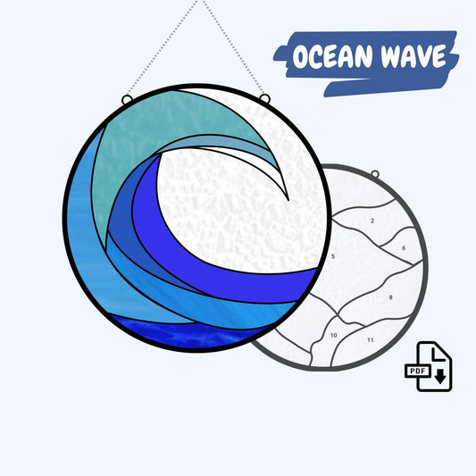 Patrón de atrapasueños de vidrieras de olas oceánicas