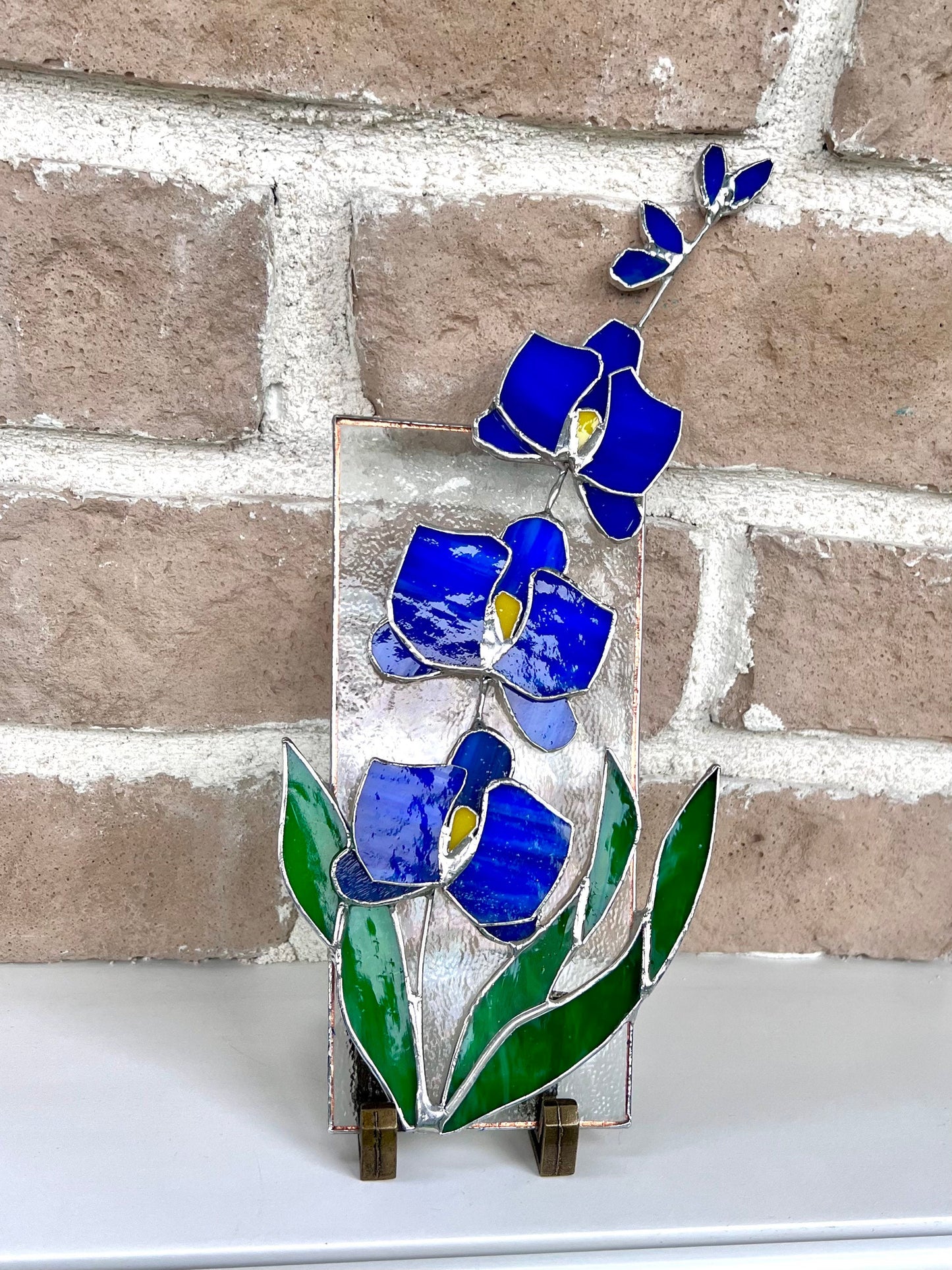 Buntglas-Orchideentafel mit Ständer | Buntglas-Sonnenfänger als Wohndekoration