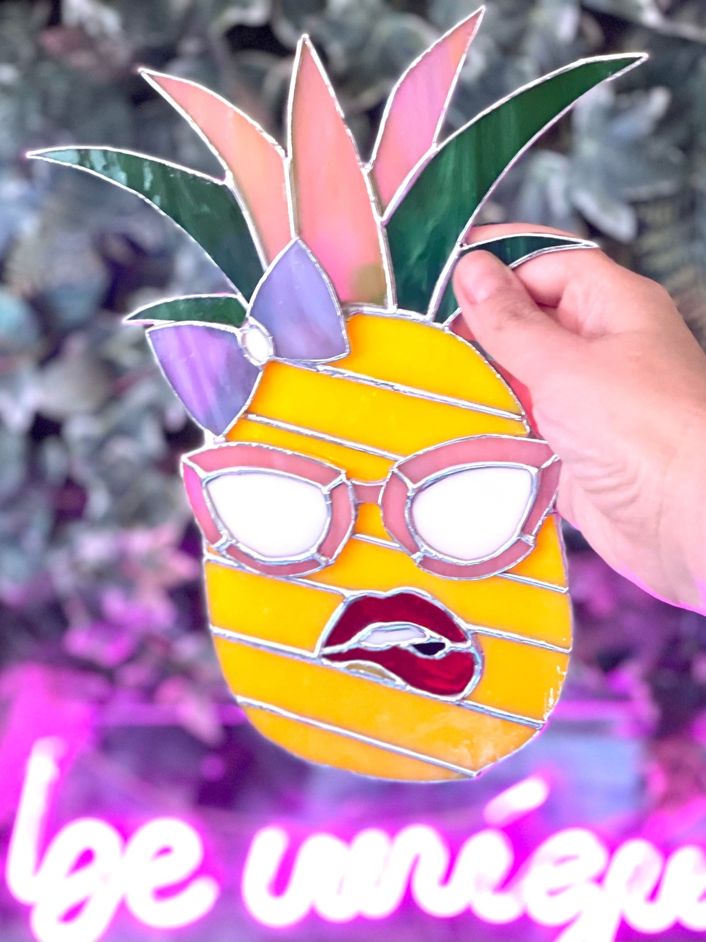 Stained Glass Pineapple Pattern • Unique 3D Miss Pineapple Pattern