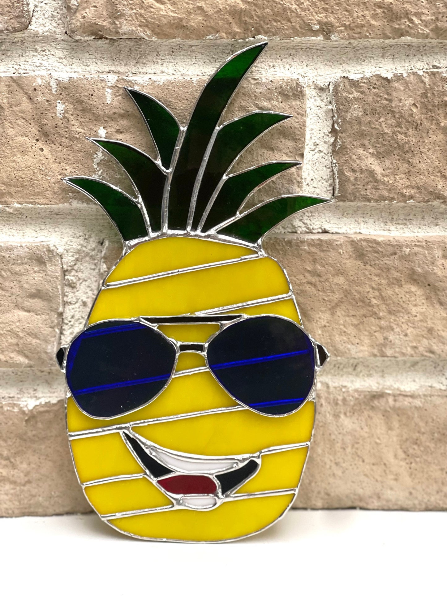 Pineapple Stained Glass Suncatcher • Mr. & Ms. Pineapple Window Hanging • Home Decor